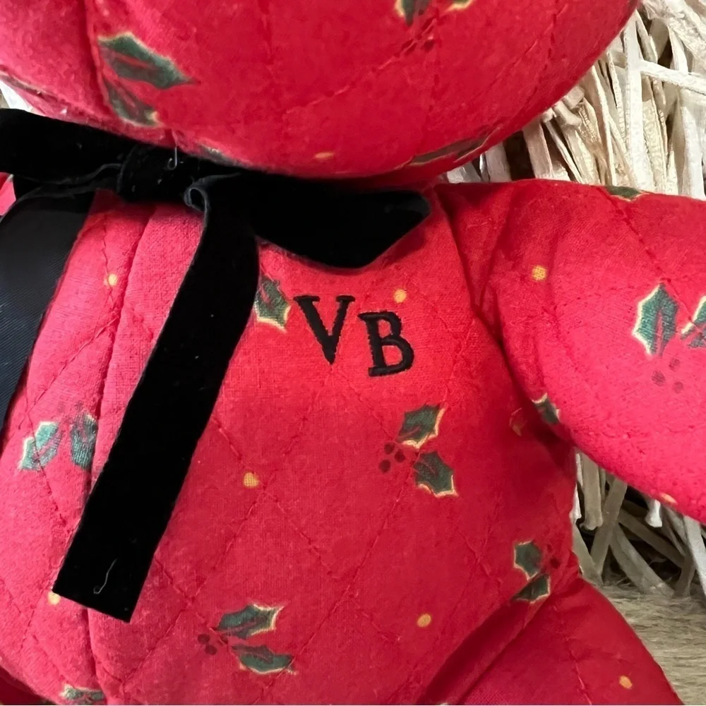 Vintage VERA BRADLEY Noah Holiday 1998 Plush Bear 10” Red Green Holly Christmas